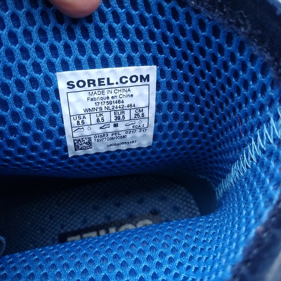 Sorel Joan Rain Wedge Booties Boots Blue Lace Up - Picture 5 of 10